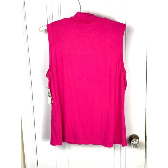 NWT Riley & Rae Hot Pink Soft Lightweight Sleeveless Turtleneck- Size L - Picture 2 of 6